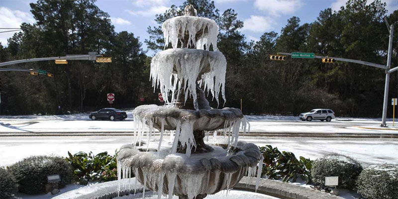 Freezing Water in Fountain